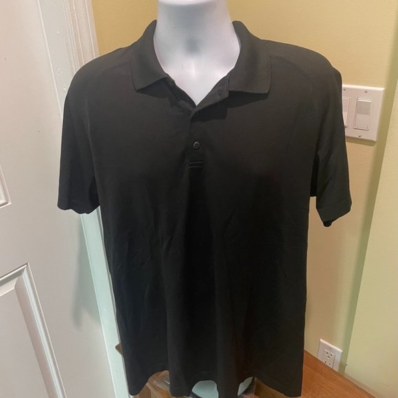 Lululemon Black Time To Get Dirty Get Outside Get Sweaty Polo Shirt Mens XL - Picture 1 of 13